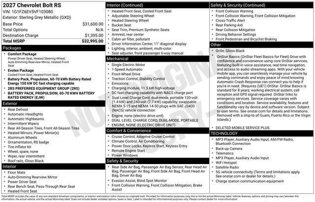 2027 Chevrolet Bolt EV RS