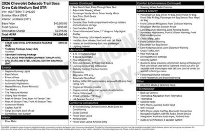 2026 Chevrolet Colorado Trail Boss