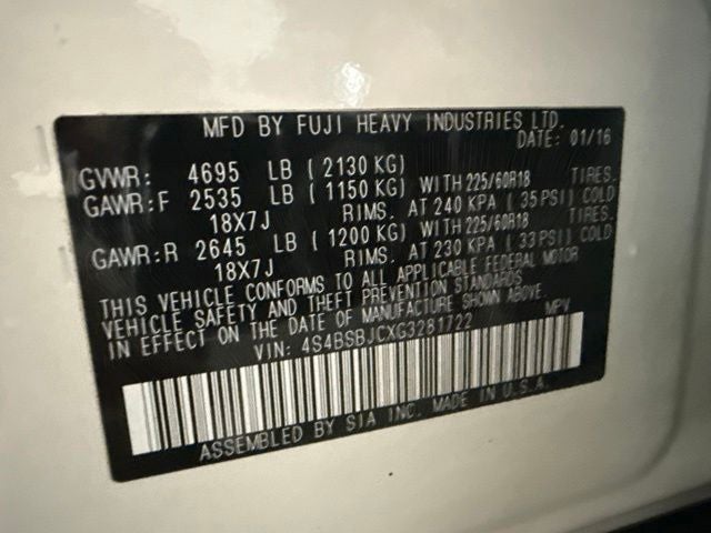 2016 Subaru Outback 2.5i Limited