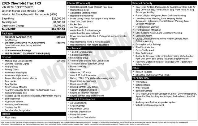2026 Chevrolet Trax 1RS