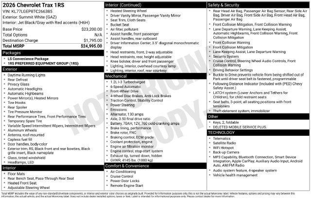 2026 Chevrolet Trax 1RS