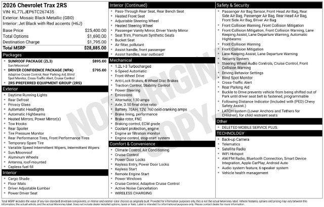 2026 Chevrolet Trax 2RS