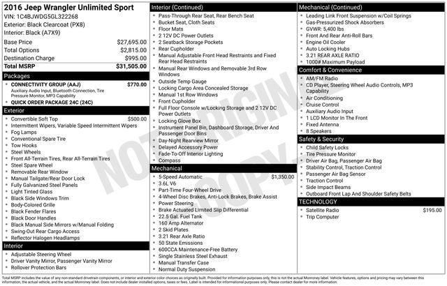 2016 Jeep Wrangler Unlimited Sport 4WD