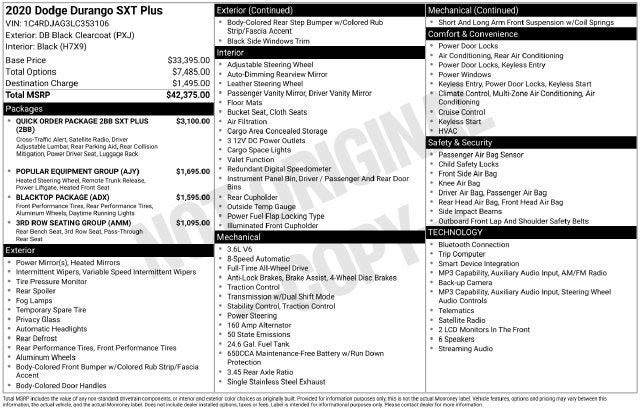 2020 Dodge Durango SXT Plus