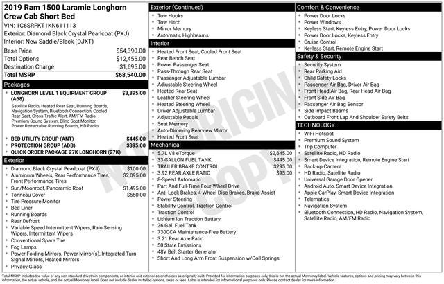 2019 RAM 1500 Limited 4WD W/ SUNROOF