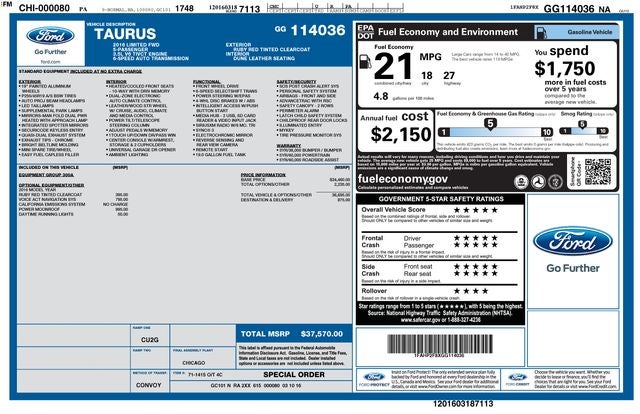 2016 Ford Taurus Limited