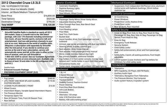2012 Chevrolet Cruze LS