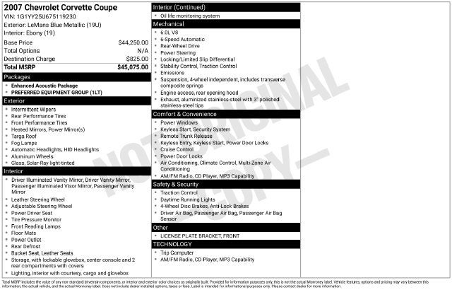2007 Chevrolet Corvette Base