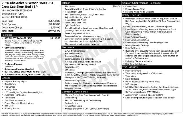 2026 Chevrolet Silverado 1500 RST