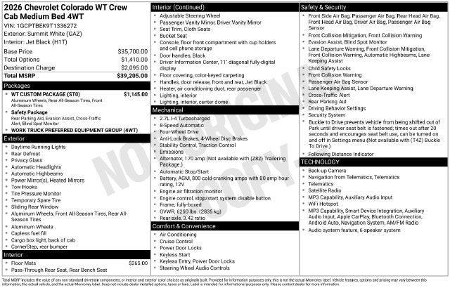2026 Chevrolet Colorado Work Truck