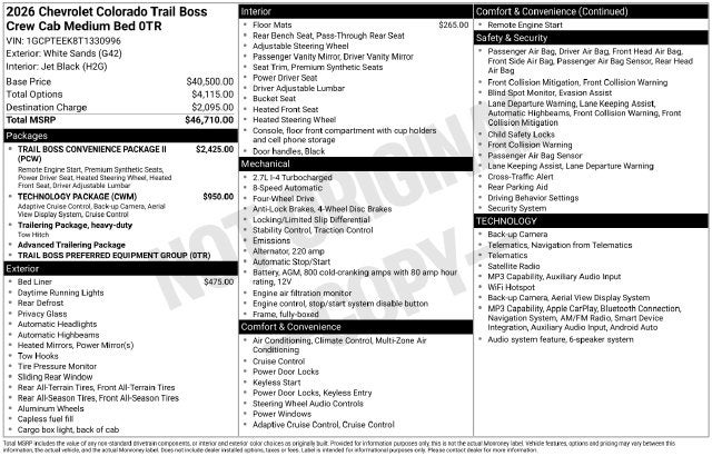 2026 Chevrolet Colorado Trail Boss