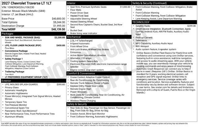 2027 Chevrolet Traverse LT 1LT