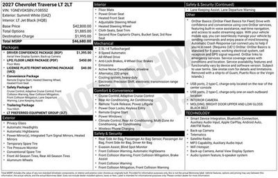 2027 Chevrolet Traverse LT 2LT