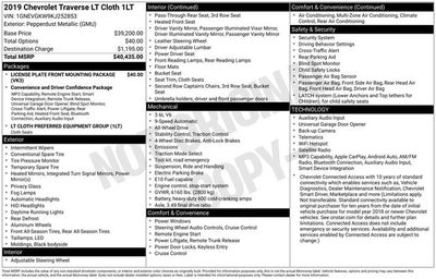 2019 Chevrolet Traverse LT Cloth w/1LT