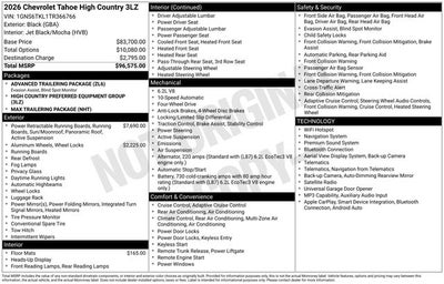 2026 Chevrolet Tahoe High Country