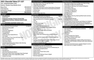 2021 Chevrolet Tahoe Z71 4WD W/PANO ROOF