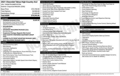 2021 Chevrolet Tahoe High Country 4WD W/ SUNROOF