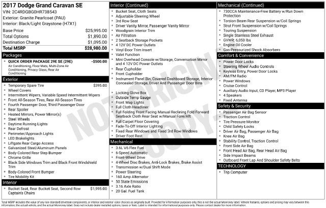 2017 Dodge Grand Caravan SE