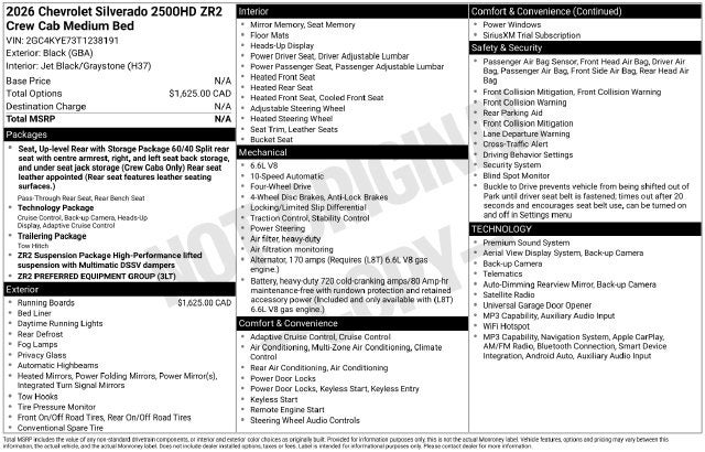 2026 Chevrolet Silverado 2500HD ZR2