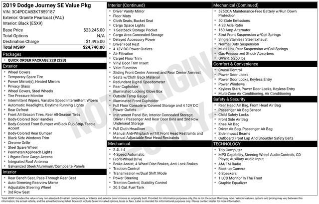 2019 Dodge Journey SE W/ CLEAN CARFAX