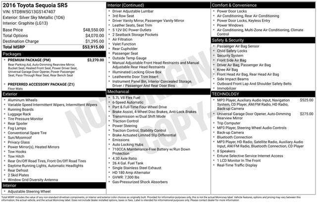 2016 Toyota Sequoia SR5 5.7L