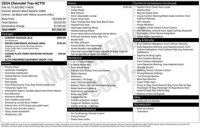 2024 Chevrolet Trax ACTIV W/SUNROOF