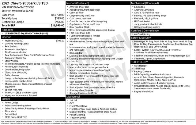 2021 Chevrolet Spark LS