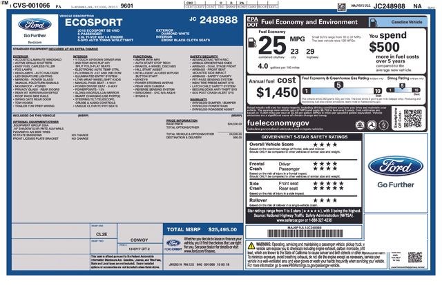 2018 Ford EcoSport SE 4WD