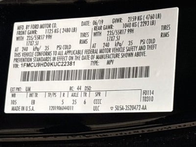 2019 Ford Escape SEL W/ HEATED SEATS