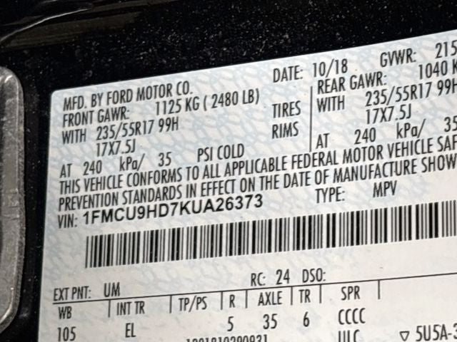 2019 Ford Escape SEL W/ HEATED SEATS