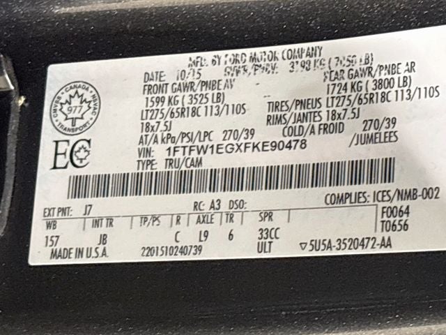 2015 Ford F-150 XLT W/ FX4 PKG