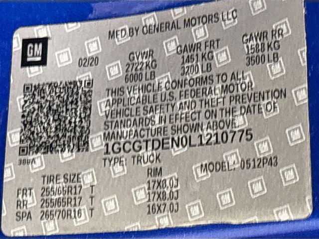 2020 Chevrolet Colorado Z71 W/ HTD SEATS