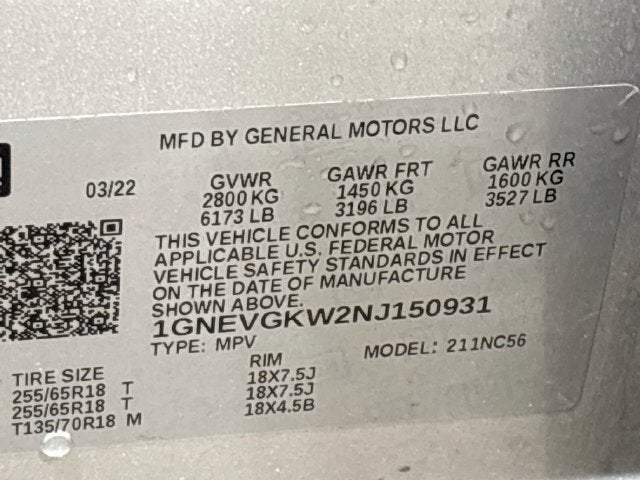 2022 Chevrolet Traverse LT AWD!
