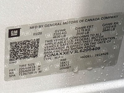 2020 Chevrolet Equinox Premier W/ SUNROOF