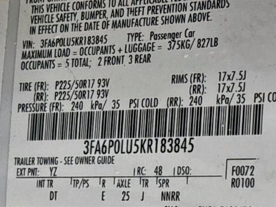 2019 Ford Fusion Hybrid SE W/ LANE KEEP ASSIST