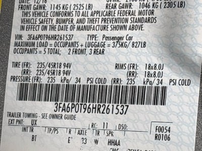 2017 Ford Fusion SE W/ SUNROOF