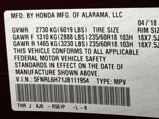 2018 Honda Odyssey EX-L W/ REAR DVD! 1 OWNER
