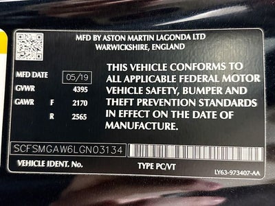 2020 Aston Martin Vantage V8 W/ ADAPTIVE SUSPENSION