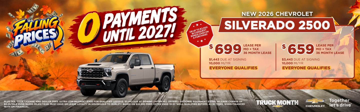 2026 Chevrolet Silverado 2500 lease from $659 per month