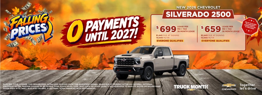 2026 Chevrolet Silverado 2500 lease from $659 per month
