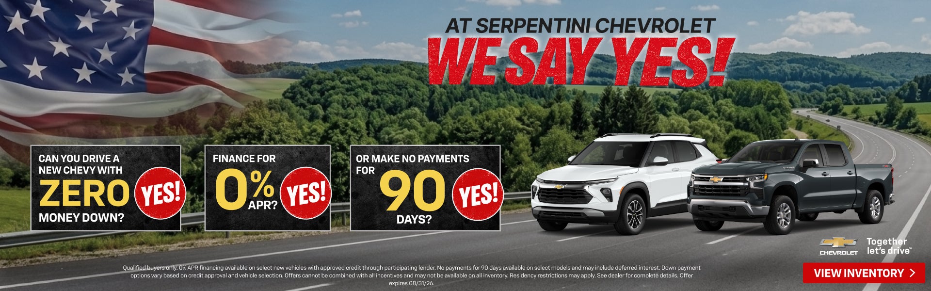 Zero Money Down, Finance for 0% no payments for 90 days