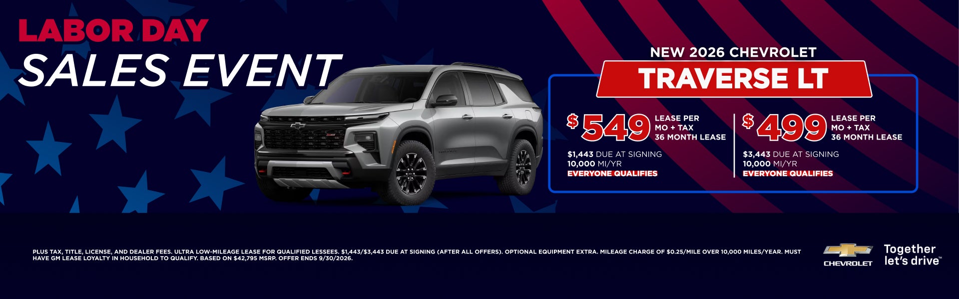 Chevrolet Traverse LT Lease Offer at Serpentini Chevrolet
