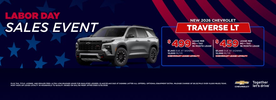 Chevrolet Traverse LT Lease Offer at Serpentini Chevrolet