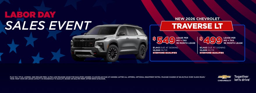 Chevrolet Traverse LT Lease Offer at Serpentini Chevrolet
