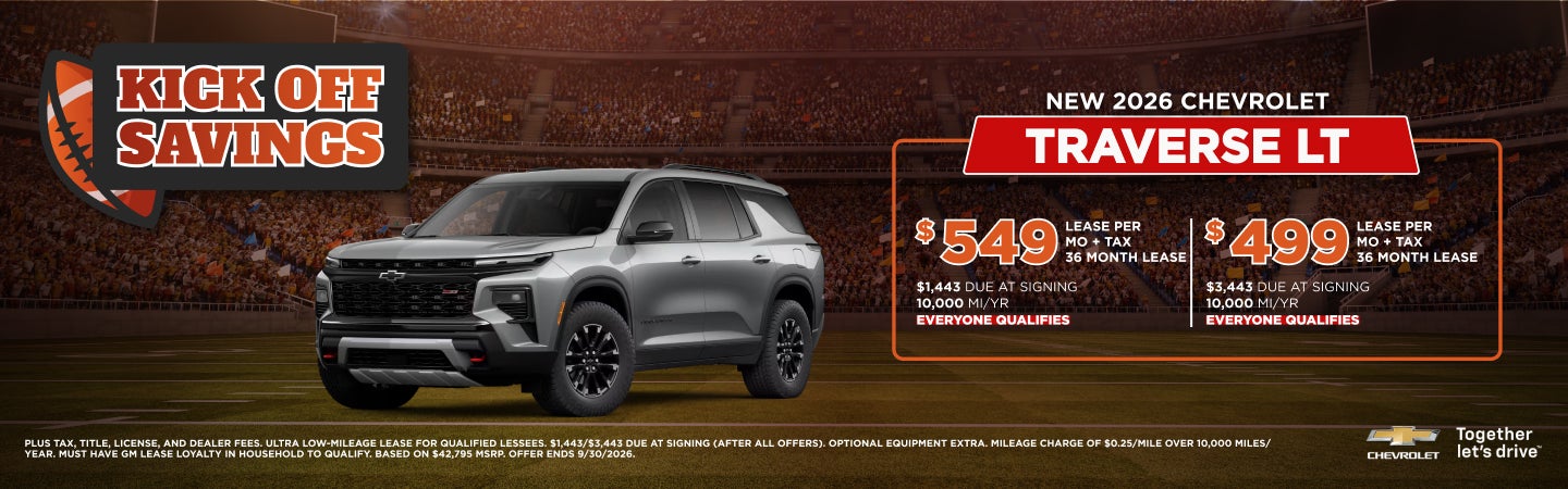 Chevrolet Traverse LT Lease Offer at Serpentini Chevrolet